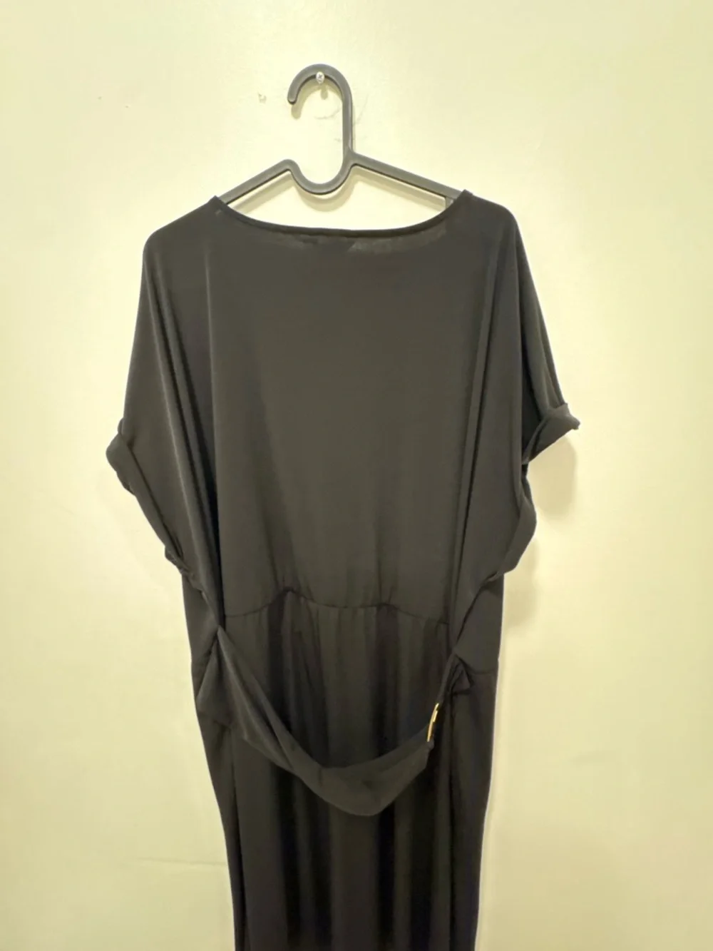 Penningtons Black Midi Dress Short Sleeve Elastic Waist Minimalist NWT - Picture 6 of 8